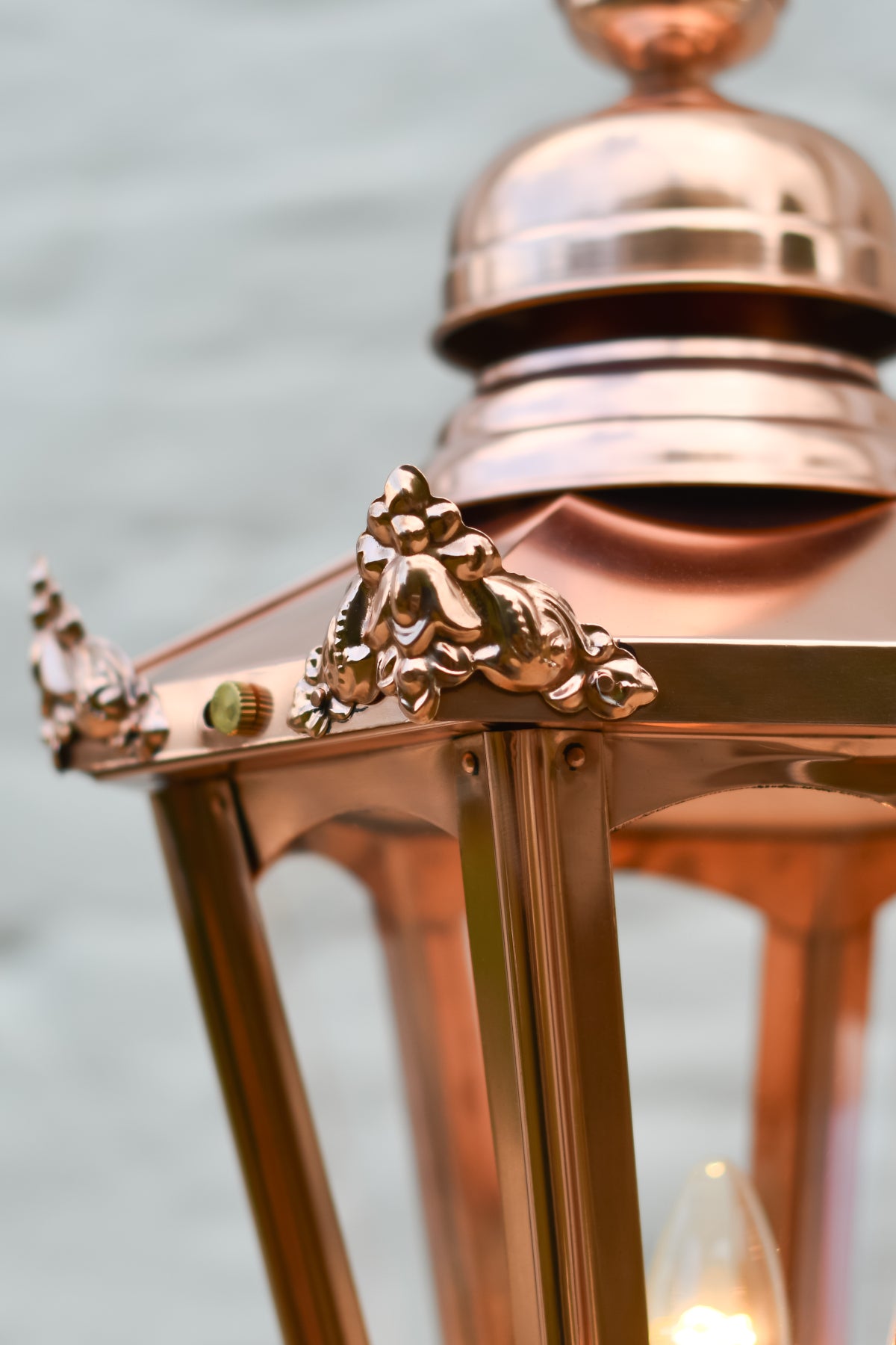 Close up of the embossed finials 