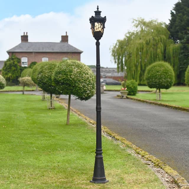 "The Grayling" Old Bronze Finish Baroque Garden Lamp Post - thumbnail