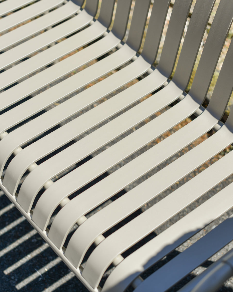 Overhead shot of the bench slats
