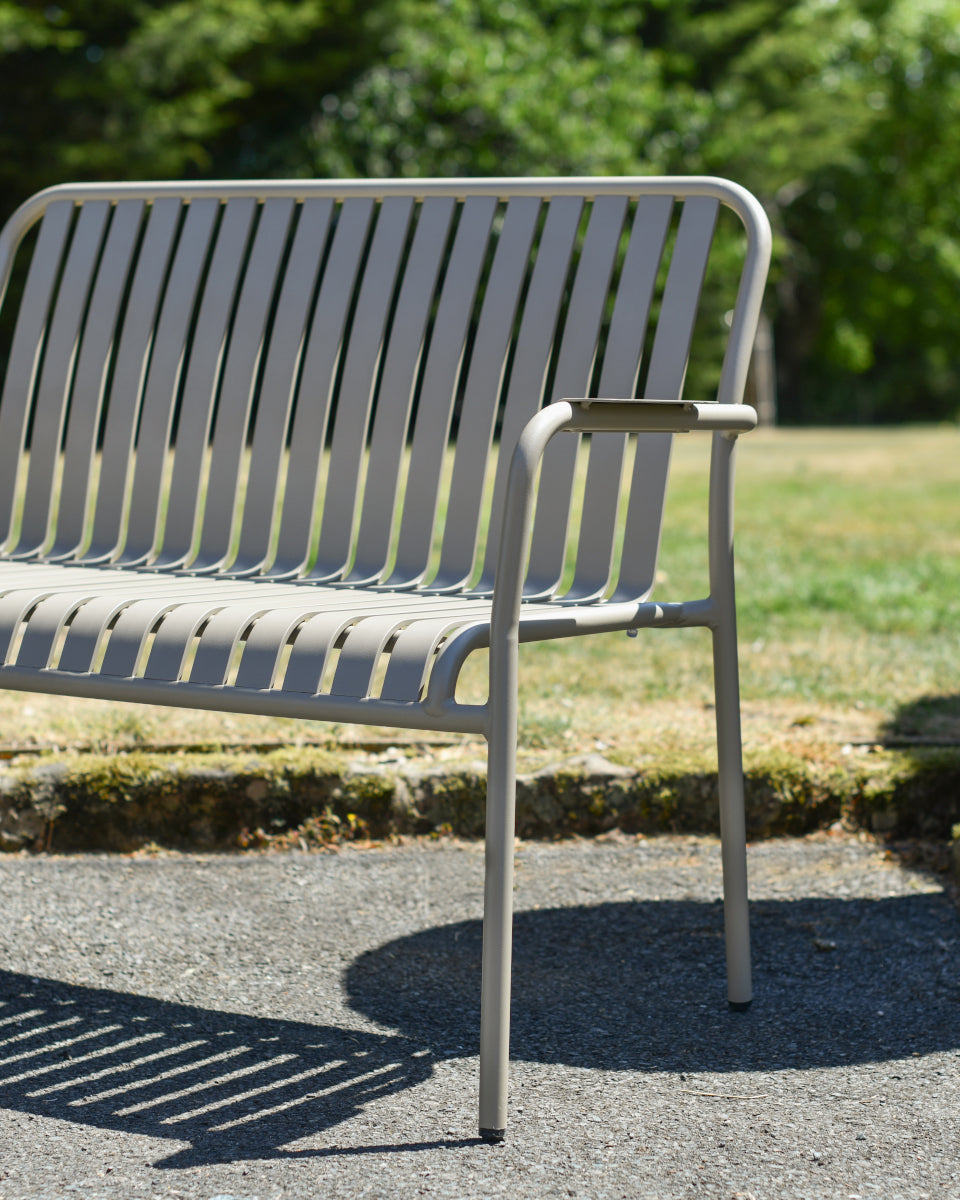 Side angle of the grey modern bench