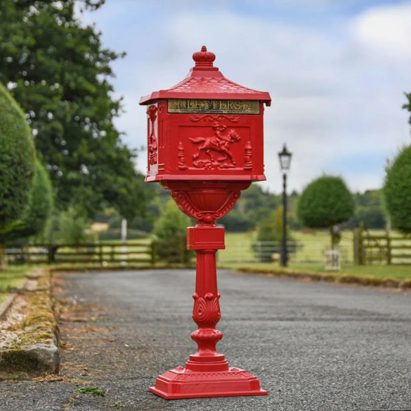 'The Huntley' Post Box on Stand - Red