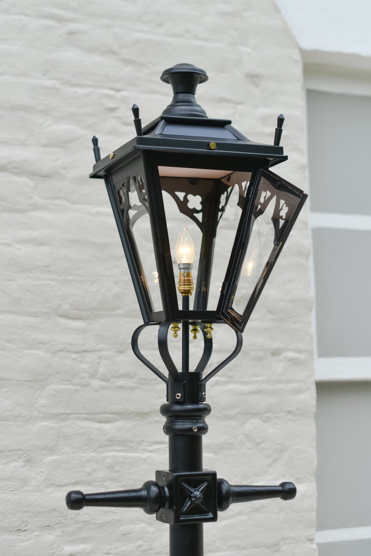 View of the door open on the 'Midnight Beacon' lamp post
