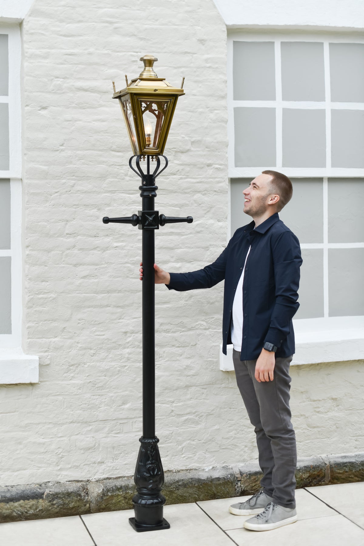Life size scale of the 'Raven Glow' Gothic Inspired Lamp Post