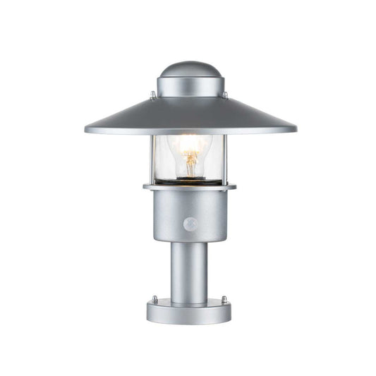The Silver 'Bowood' Modern Pillar Light With PIR Sensor