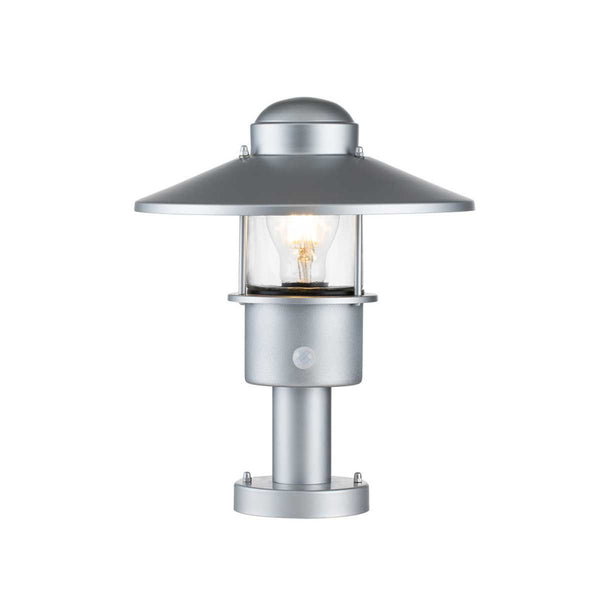 The Silver 'Bowood' Modern Pillar Light With PIR Sensor