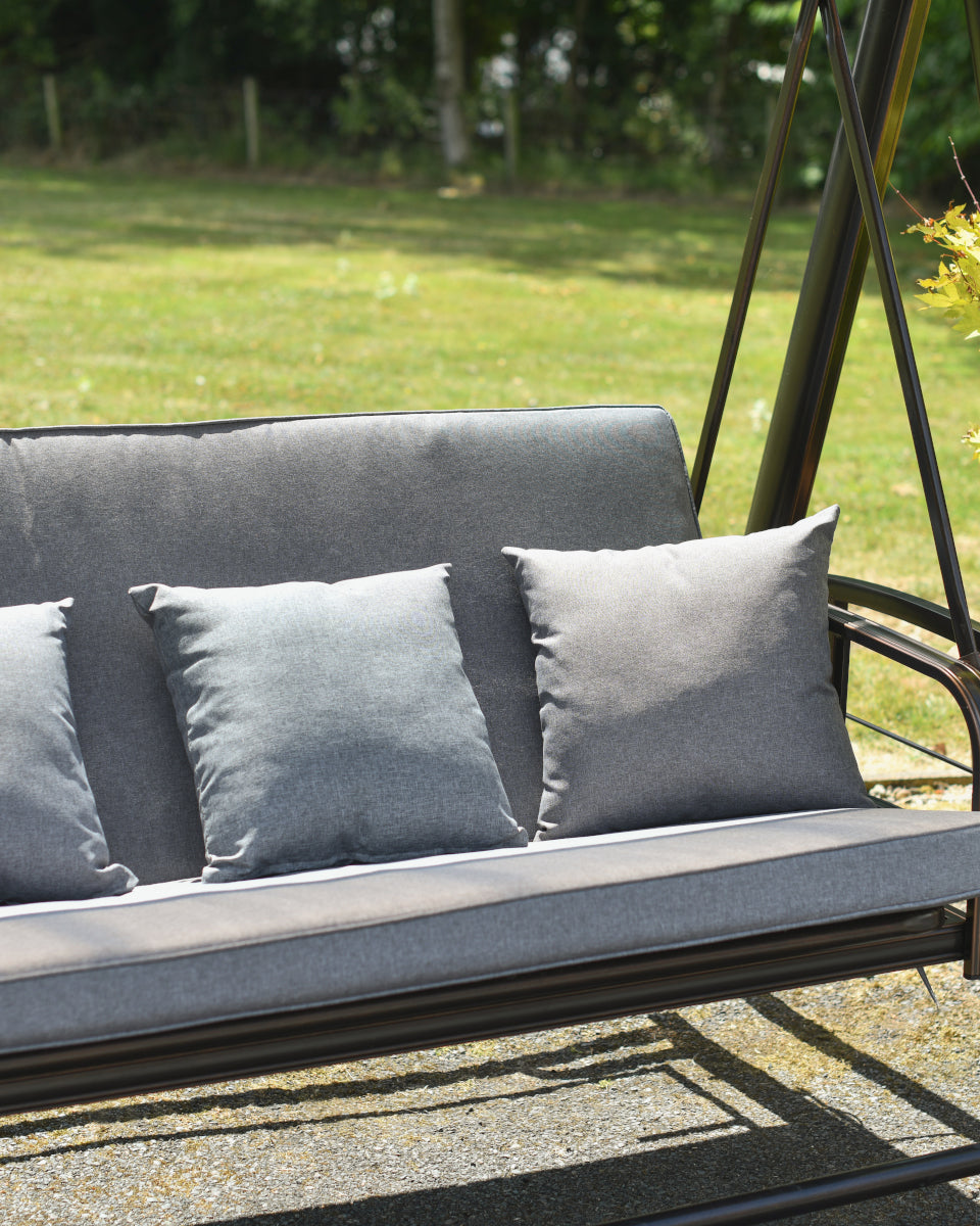 Close up of the grey cushions