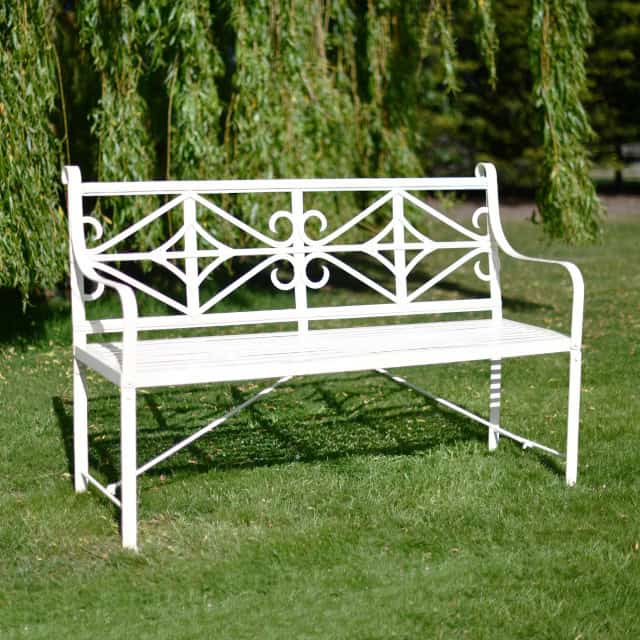 The White 'Hinwick' Three Seater Iron Bench - thumbnail