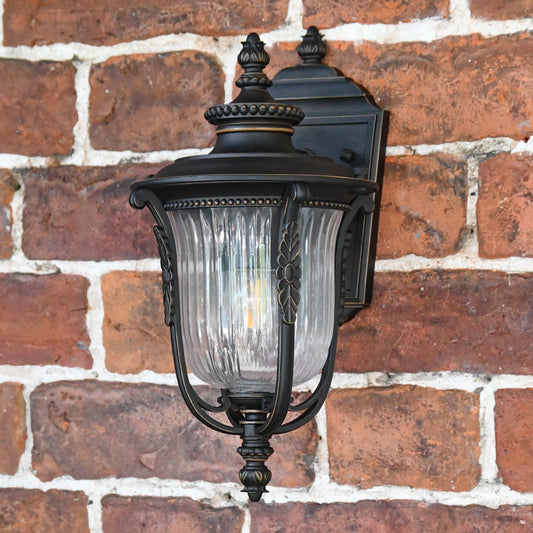 The Wilmont Bronze Ribbed Glass Wall Lantern