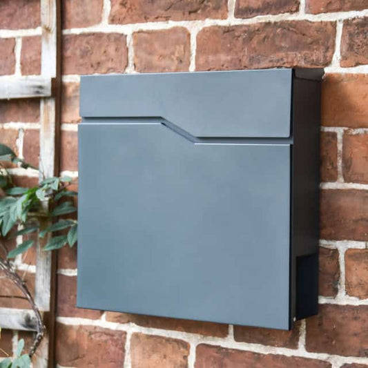 'Haines' Granite Grey Wall Mounted Post Box And Newspaper Holder - thumbnail