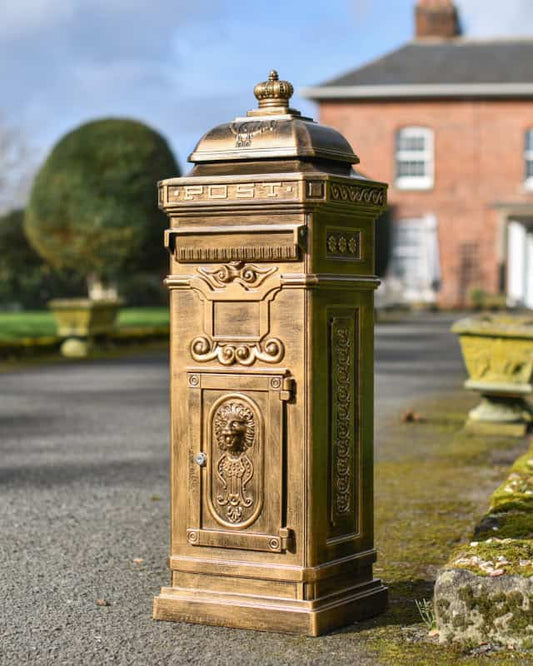 'The Lincoln' Gold Freestanding Pillar Box - thumbnail