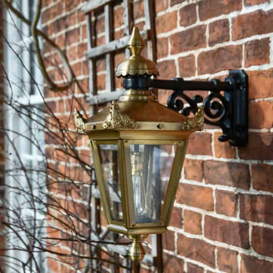 'Padworth' Standard Antique Brass Top Fix Wall Light - thumbnail