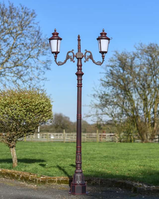 'Leverington' Double Headed Victorian Lamp Post In Red - thumbnail
