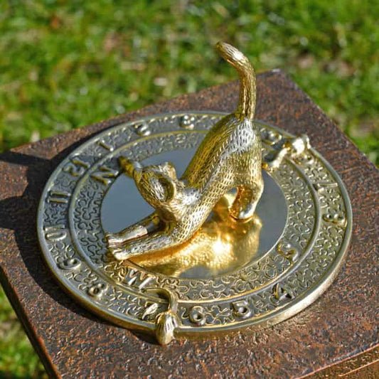 'Tabby' Brass Cat Sundial - thumbnail
