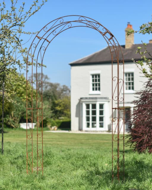 'Heawood' Scrolled Rustic Rose Arch - thumbnail