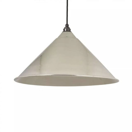 Smooth Nickel Cone Pendant Light - thumbnail