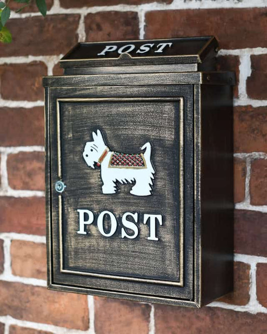 'Norfolk' Antique Bronze Scottish Terrier Wall Mounted Post Box - thumbnail