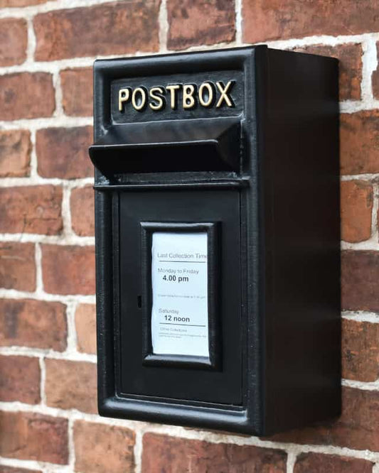 'Hanslope' Classical Black Wall Mounted Post Box - thumbnail