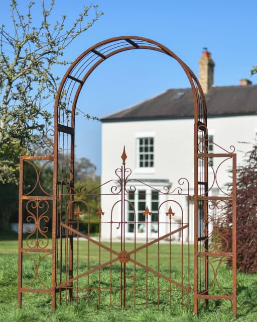 'Hoole' Traditional Rustic Rose Arch With Gate  - thumbnail
