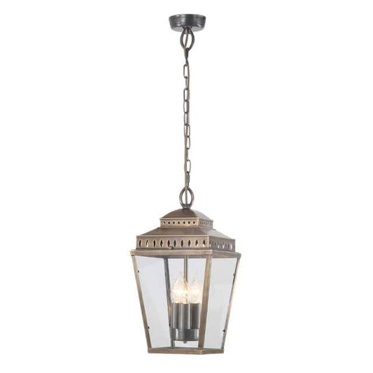 'Townend' Antique Brass Chain Hanging Lantern - thumbnail
