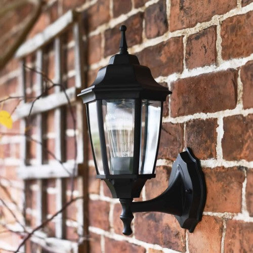 Traditional Black Aluminium Victorian Wall Lantern In Situ 