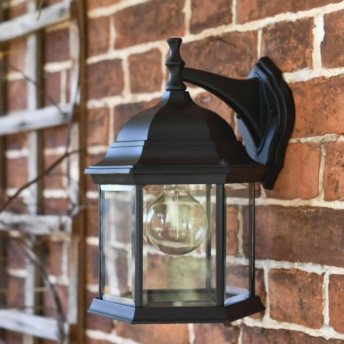 Traditional Black Victorian Top-Fix Wall Lantern 