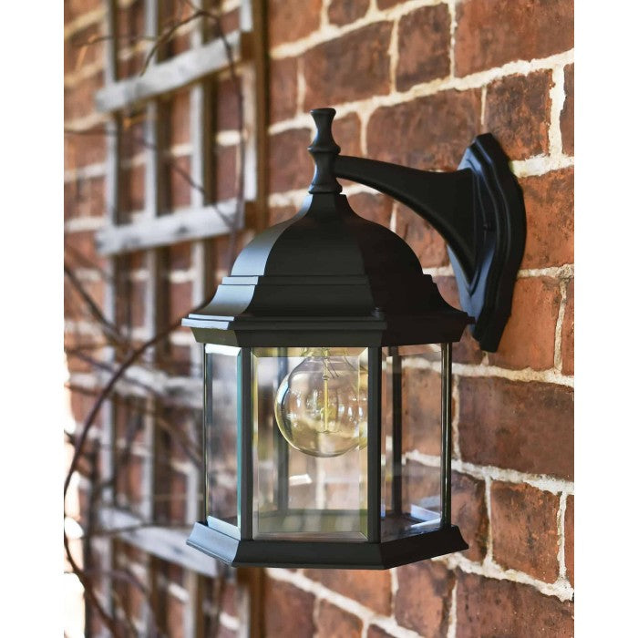 Traditional Black Victorian Top-Fix Wall Lantern In Situ 