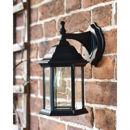 Traditional Black Victorian Top-Fix Wall Lantern In Situ 