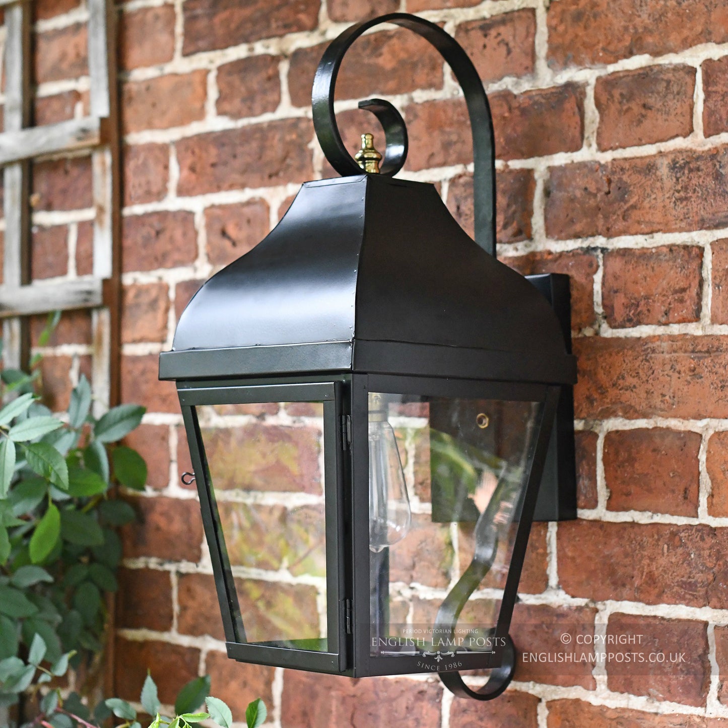 Traditional Black Wall Lantern With Scroll Bracket
