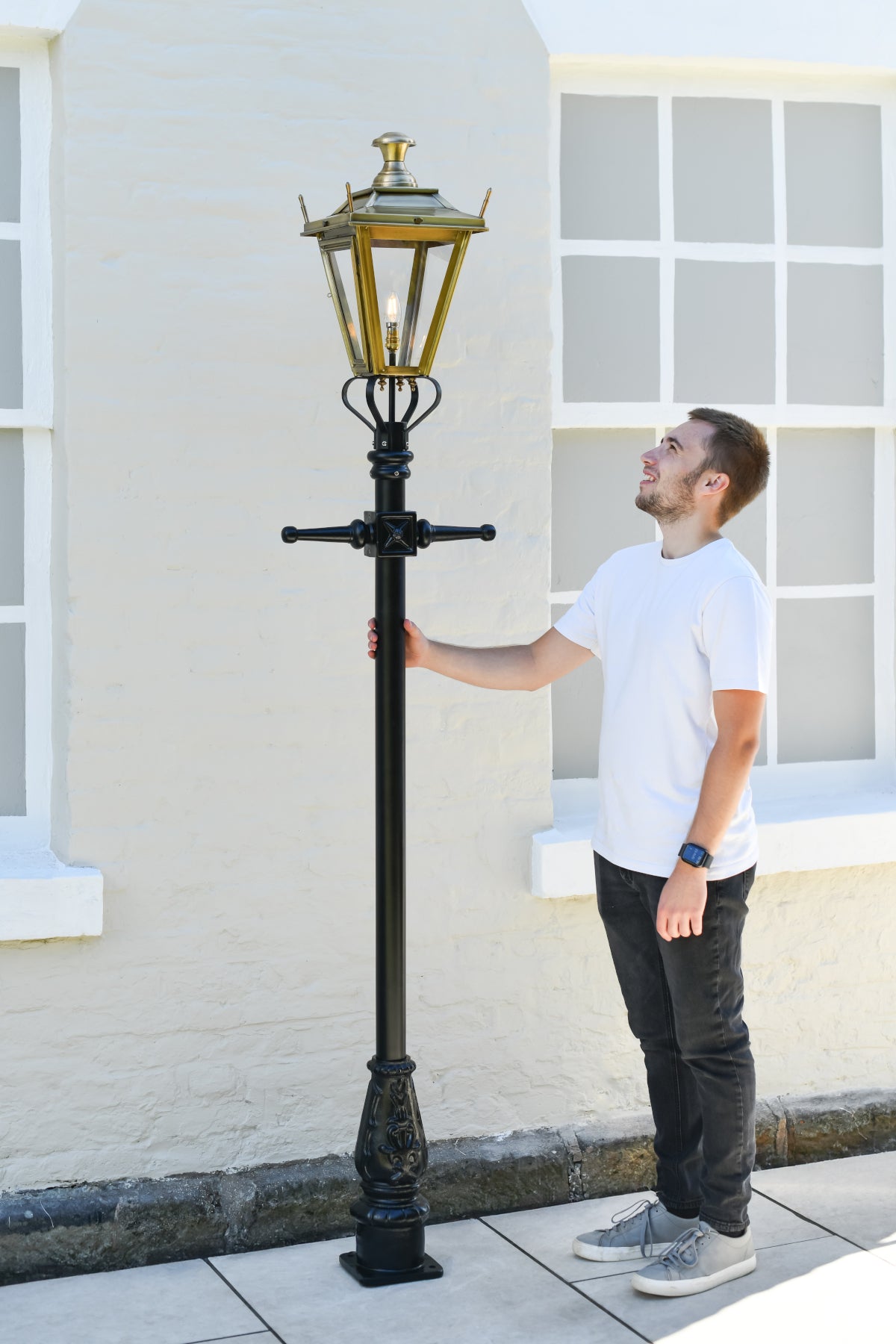 Traditional Brass Dorchester Lamp Post Set Scale Shot