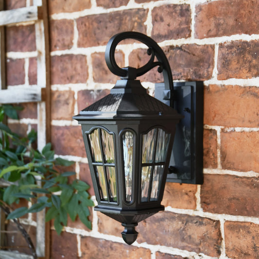 Traditional Black Victorian Fishhook Wall Lantern
