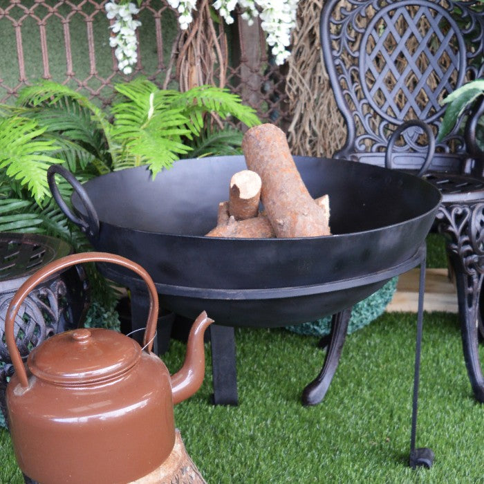 
"Agni" Iron Kadai Fire Bowl in Use on the Patio