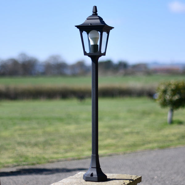 Black Classical Tall Pillar Driveway Light