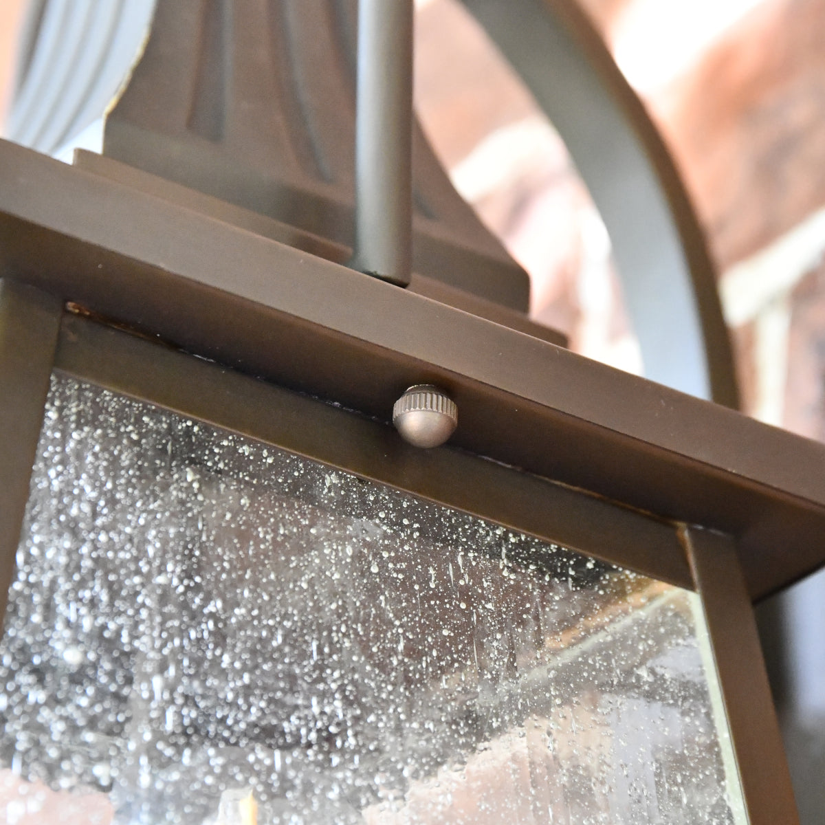 Close up of the brass finials