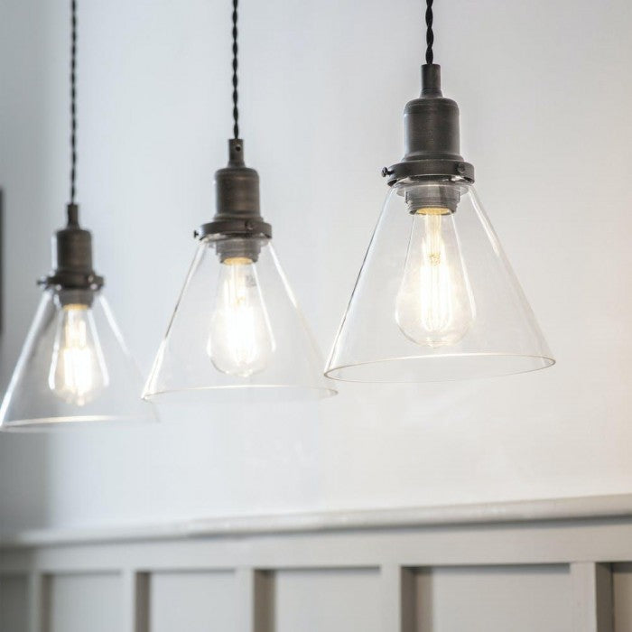 Trio Of Antique Bronze Interior Hanging Pendant Lights