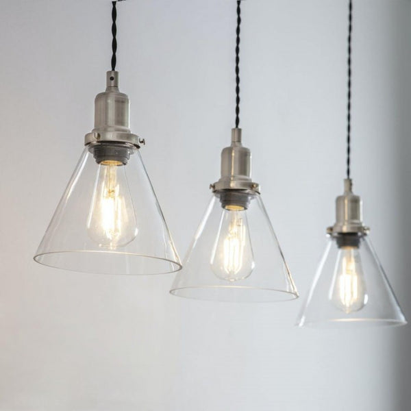 Trio Of Satin Nickel Interior Hanging Pendant Lights