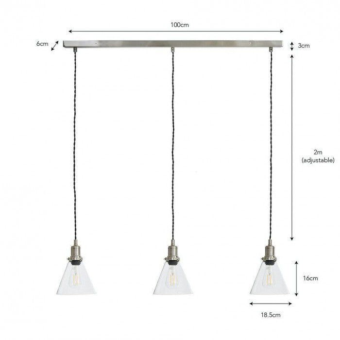 Trio Of Satin Nickel Interior Hanging Pendant Lights