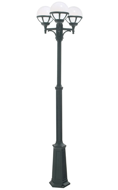 black and white globe design garden lamp post set