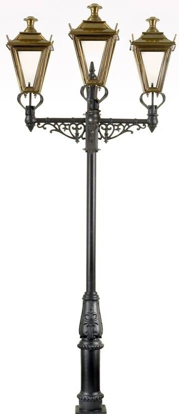 Triple Head Antique Brass Dorchester Lamp Post
