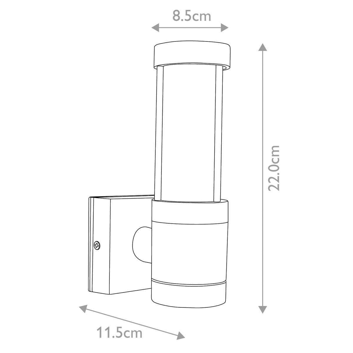 Dimensions of the 'Troy' aged iron light 
