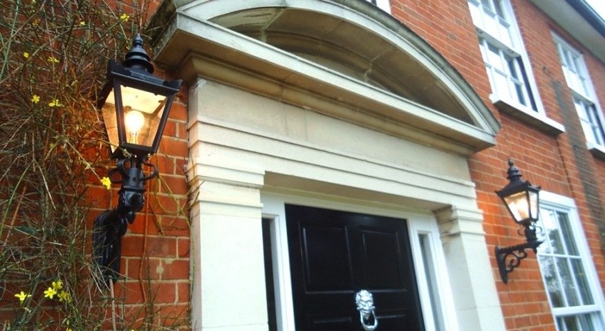 Twin Victorian Lanterns featured at entrance