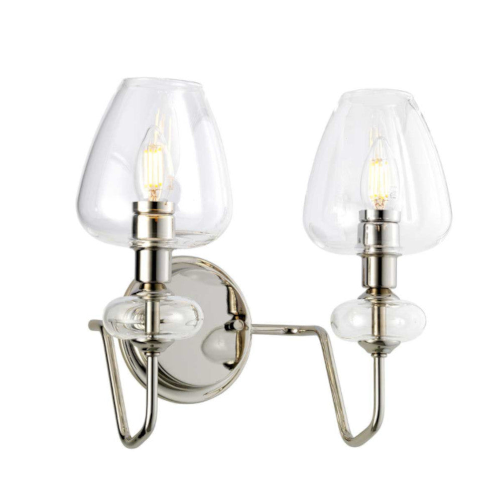 Two Light 'Hensol' Polished Nickel Wall Lamp