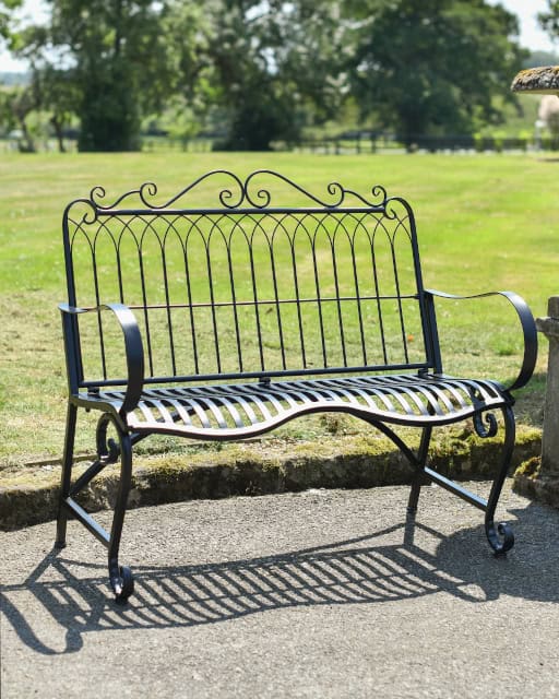 Two Seater 'Wenvoe' Black Garden Bench - thumbnail