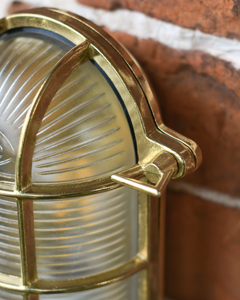 Close up of the antique brass finials 