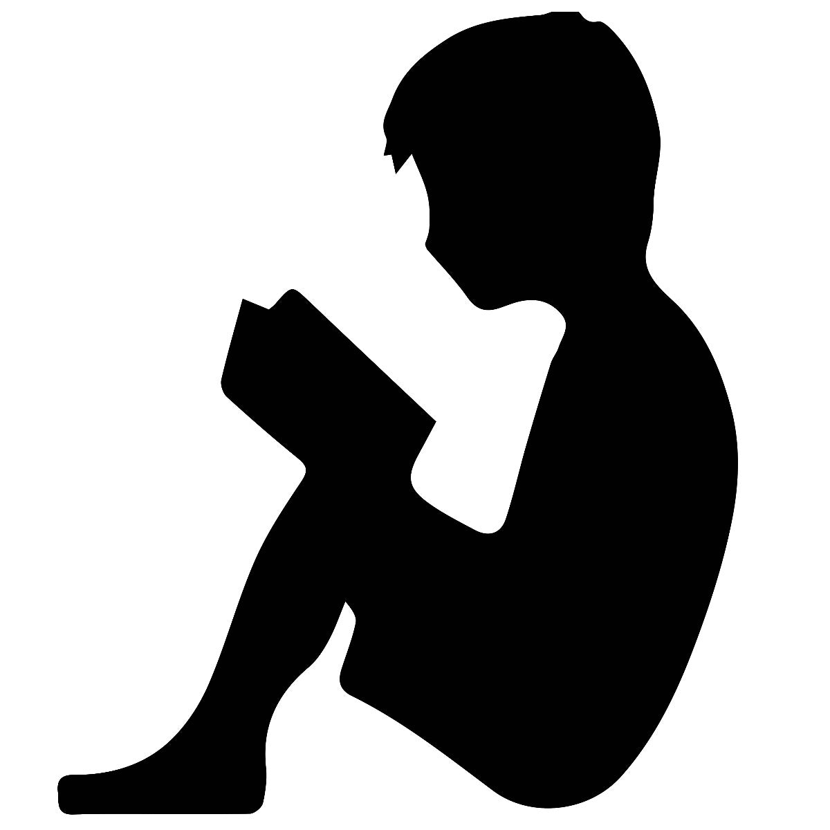Boy Reading Garden Sheet Steel Silhouette In Black
