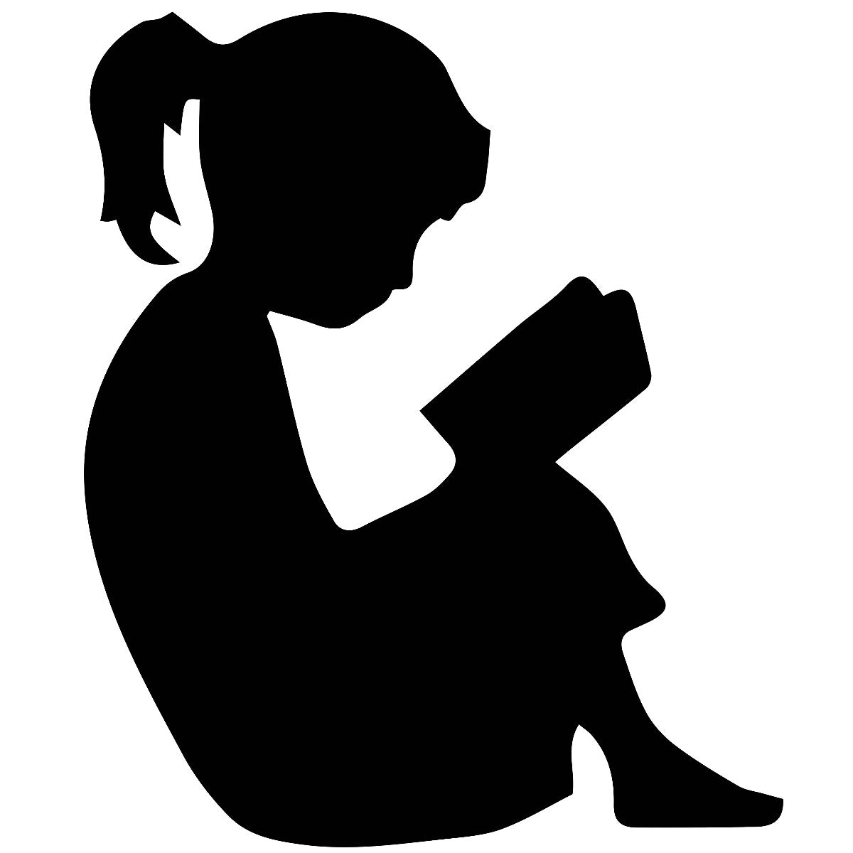Girl Reading Garden Sheet Steel Silhouette In Black
