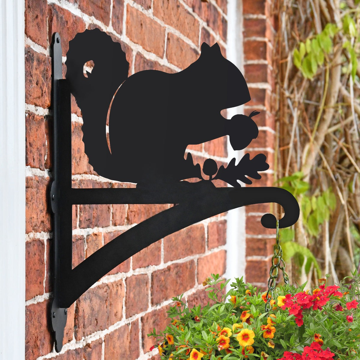 "Squirrel" Garden Hanging Basket Bracket Fitted To Brick Wall