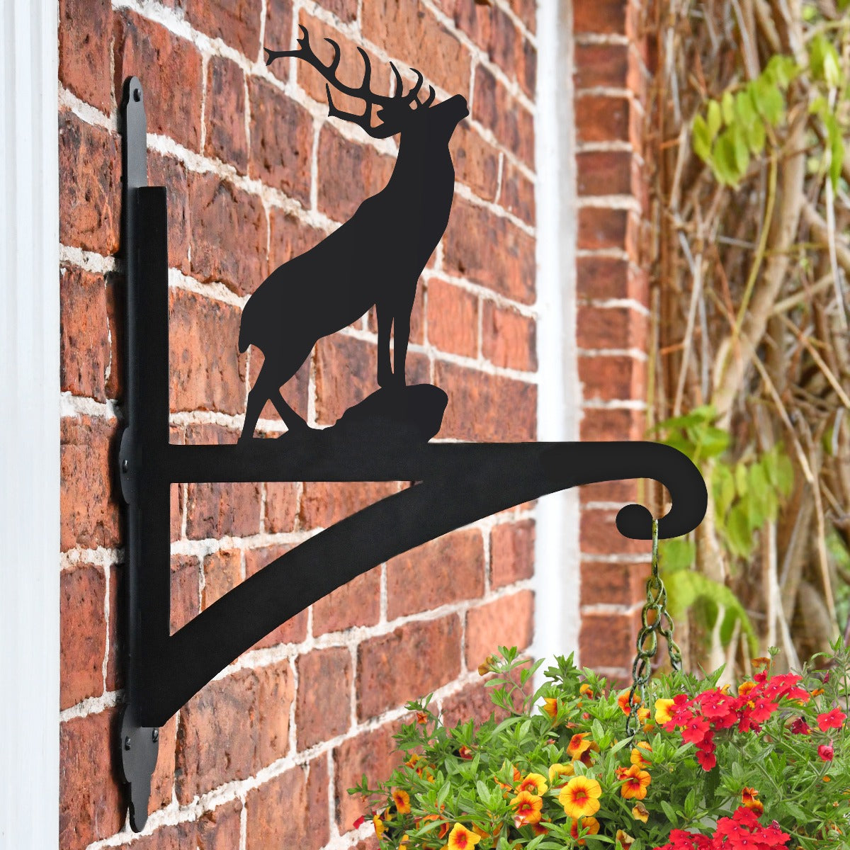 "Stag" Garden Hanging Basket Bracket On Brick Wall