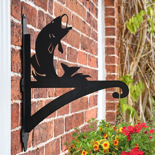 "Fish" Garden Hanging Basket Bracket On Brick Wall