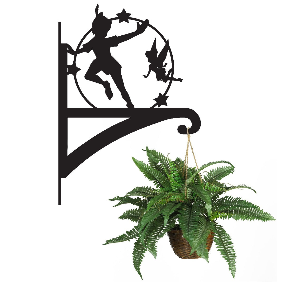 Peter Pan Iron Hanging Basket Bracket With Planter