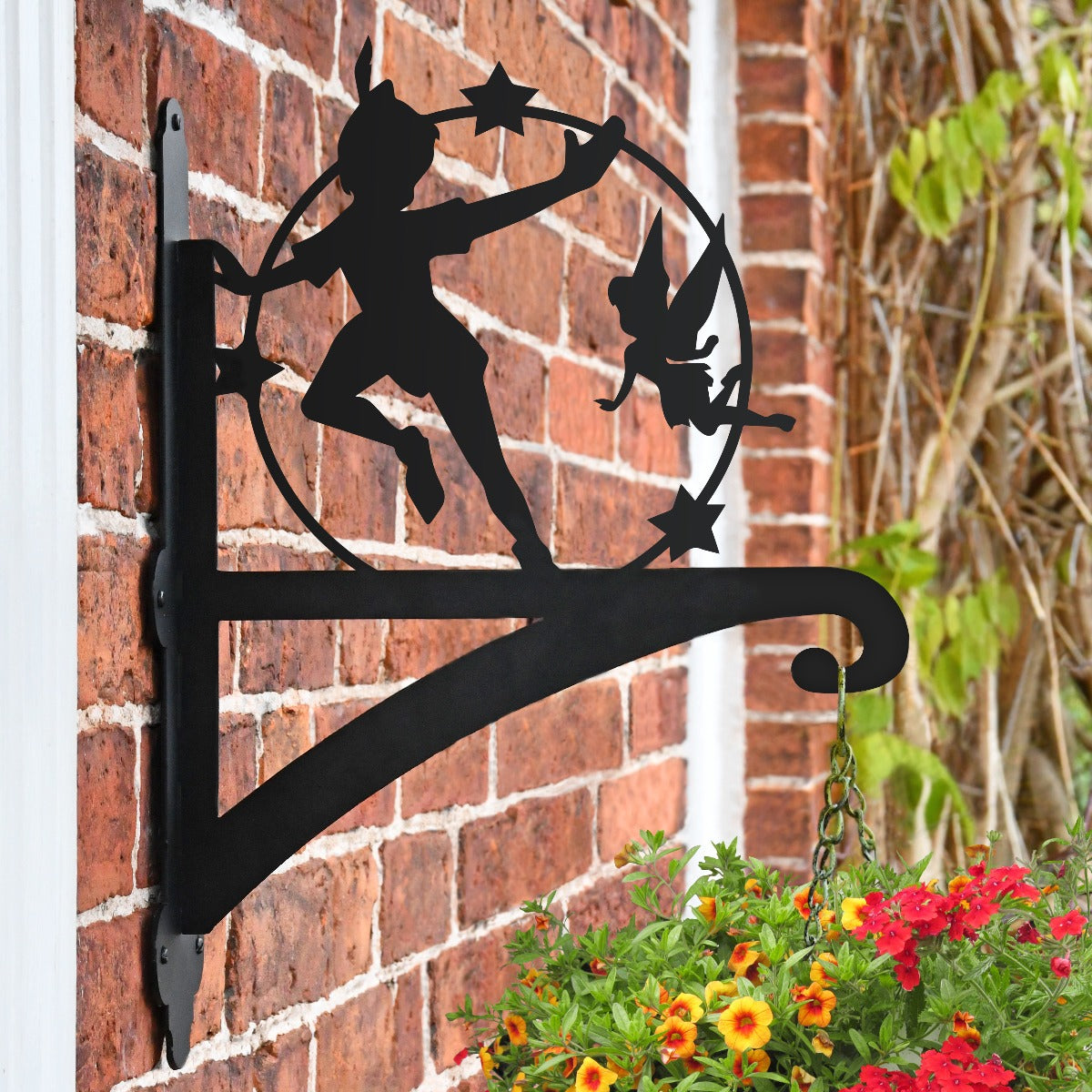 Peter Pan Iron Hanging Basket Bracket On Brick Wall